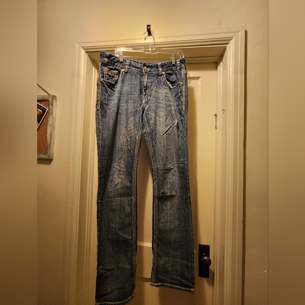 Womens Jeans. Boyfriend cut. Size 30x36. Some wear on bottom cuff (pictured).